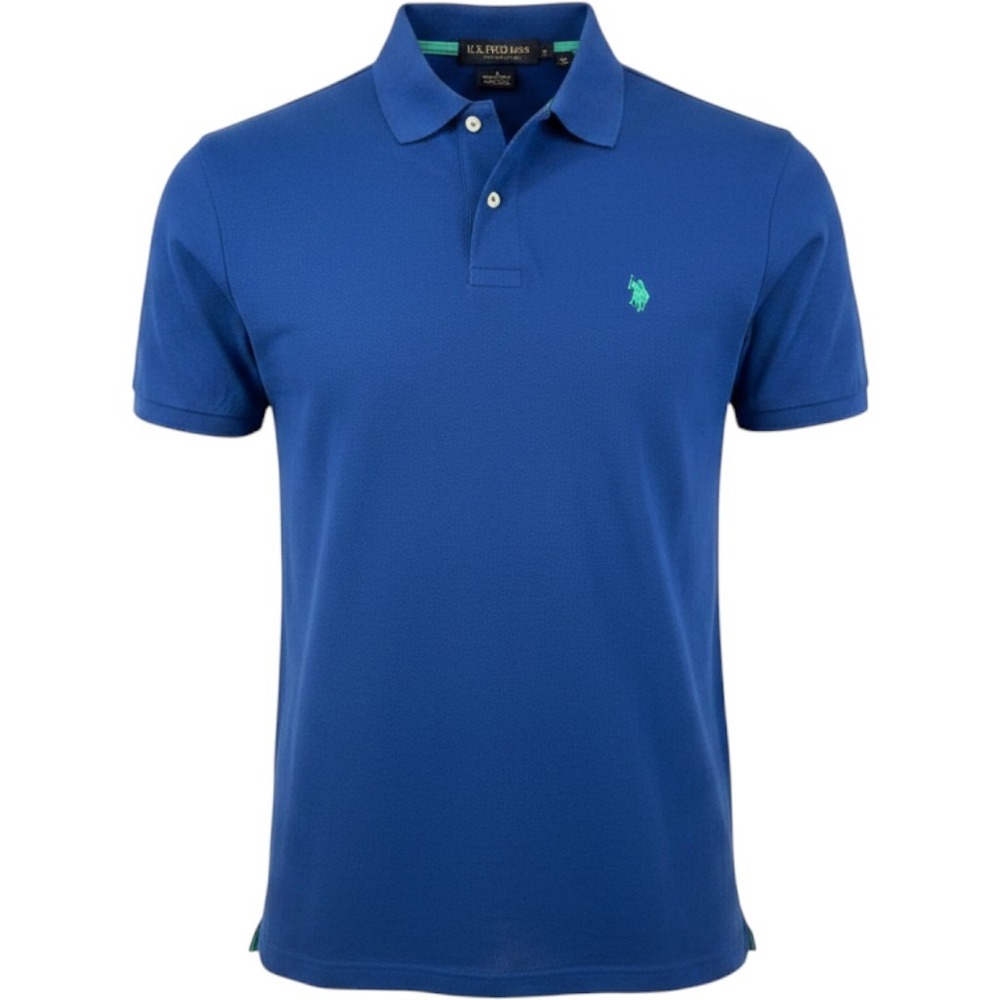 US Polo Assn Mens Ultimate‎ Pique Polo Shirt Blue Short Sleeve Large
